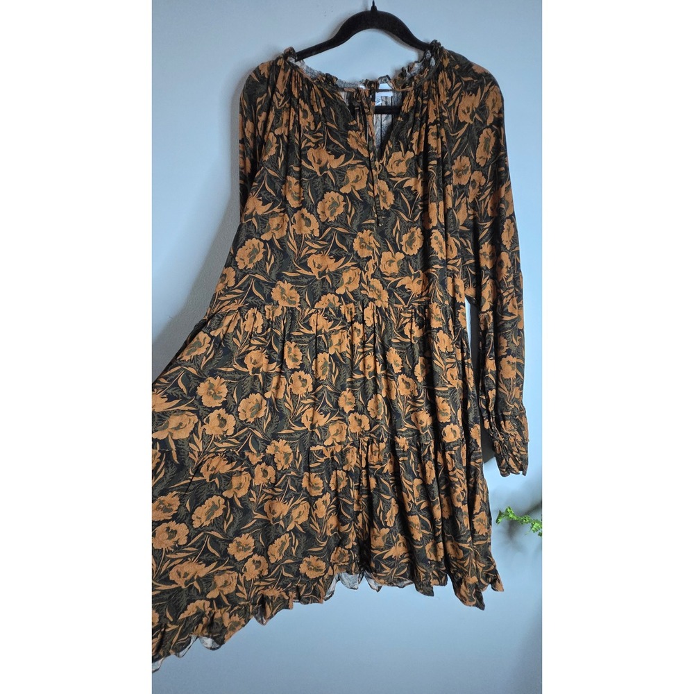 Gibson Latimer XL Floral Tiered Dress Boho Ruffle Long Sleeve Viscose